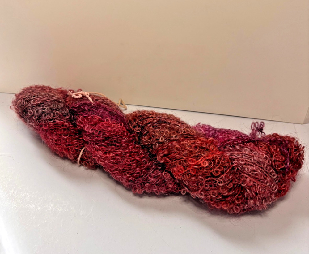 Mohair Loop Yarn Hand Dyed Crimson Burgundy Magenta Boucle 74% Mohair Arlene M